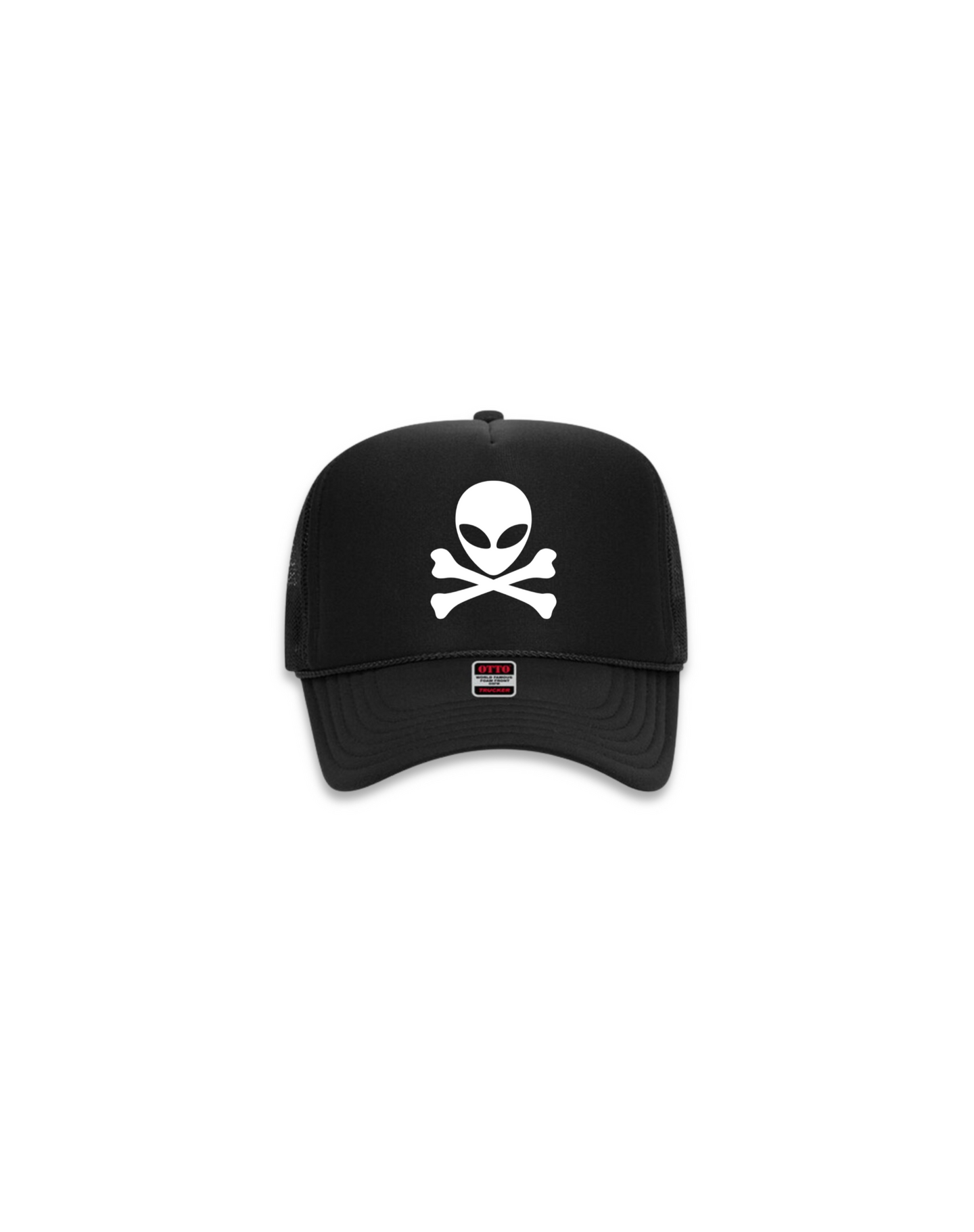 ALIEN SKULL BLACK TRUCKER HAT