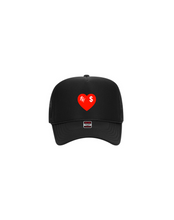 Load image into Gallery viewer, MONEY HEARTS BLACK TRUCKER HAT
